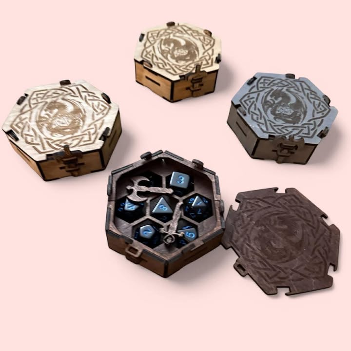Hexagon D & D Dice Box with Dice