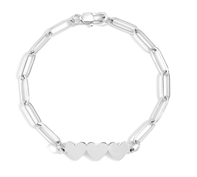 3 Heart PaperClip Braclet