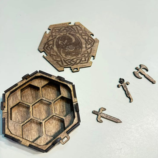 Hexagon D & D Dice Box with Dice