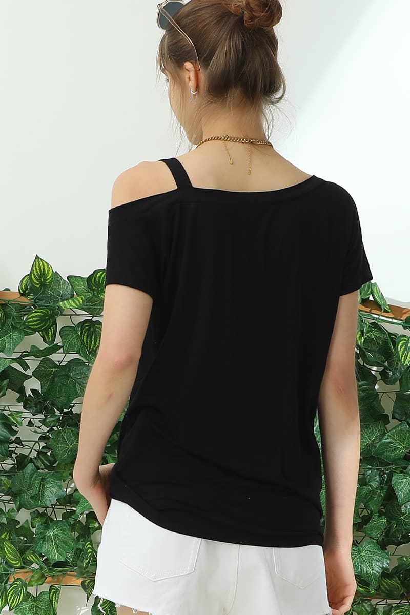 CWTTS699_BOAT NECK MODAL SHORT SLEEVE T SHIRT TOP