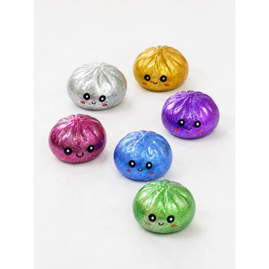 24pcs Mini Glittered Dumpling Squishy with Steamer