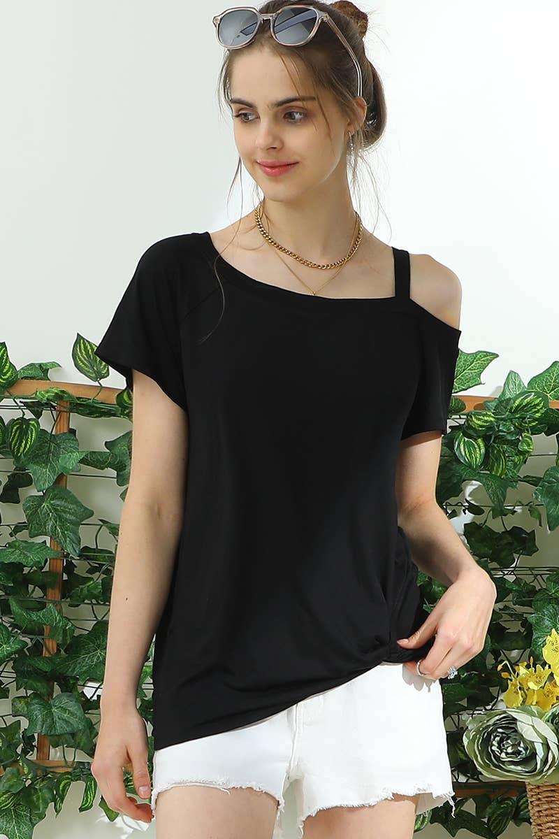 CWTTS699_BOAT NECK MODAL SHORT SLEEVE T SHIRT TOP
