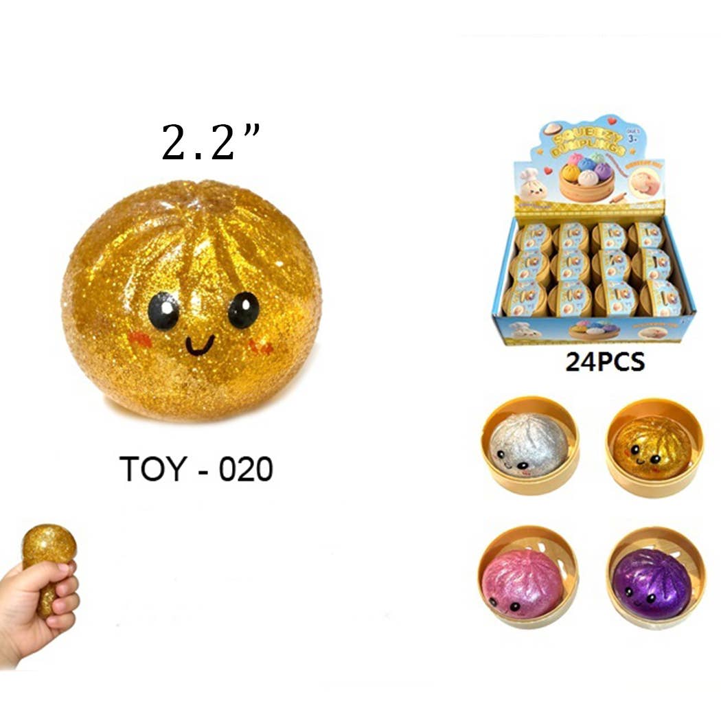 24pcs Mini Glittered Dumpling Squishy with Steamer