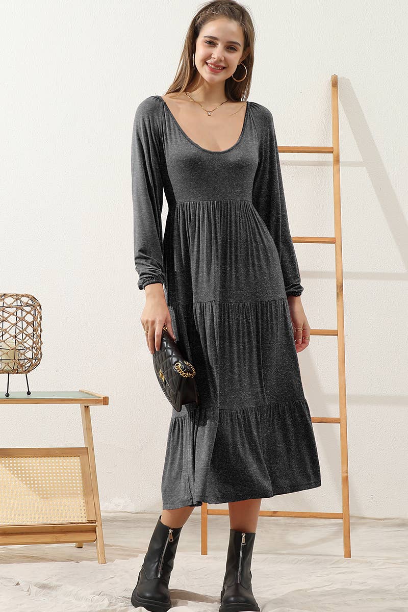 CWDMD801-P_PLUS SIZE ROUND NECK TIRED RUFFLE MAXI DRESS