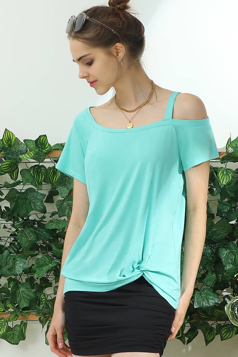 CWTTS699_BOAT NECK MODAL SHORT SLEEVE T SHIRT TOP